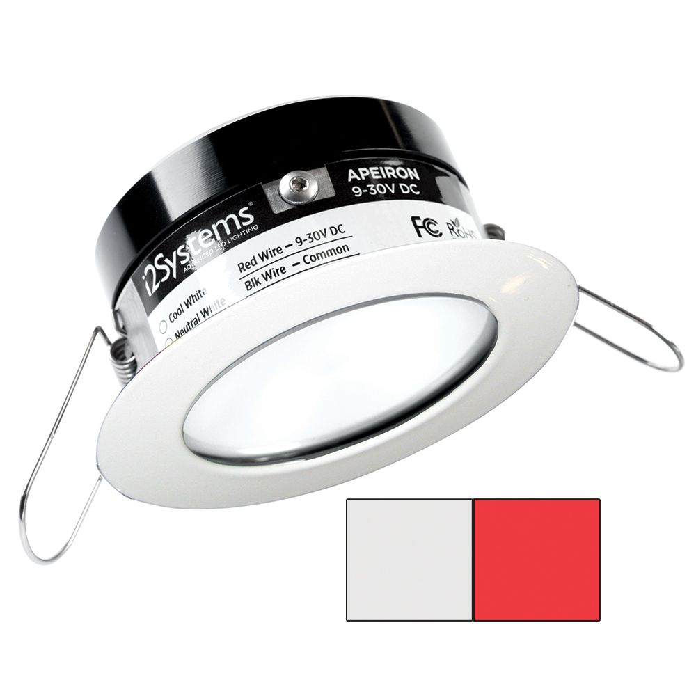 Image 1: i2Systems Apeiron PRO A503 - 3W Spring Mount Light - Round - Cool White & Red - White Finish