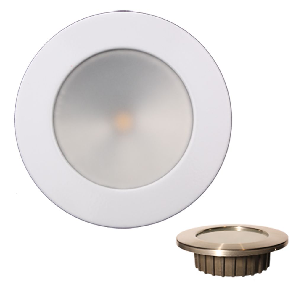 Image 1: Lunasea “ZERO EMI” Recessed 3.5” LED Light - Warm White w/White Stainless Steel Bezel - 12VDC