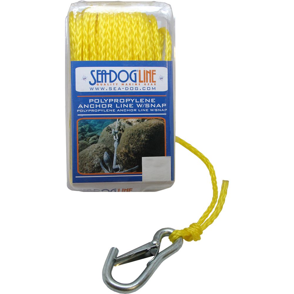 Image 1: Sea-Dog Poly Pro Anchor Line w/Snap - 1/4" x 100' - Yellow