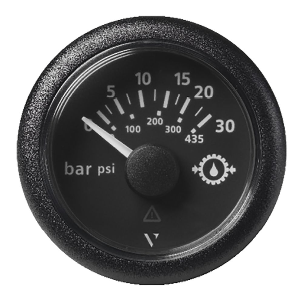 Image 1: Veratron 52MM (2-1/16") ViewLine Transmission Oil Pressure 30 Bar/435 PSI - Black Dial & Round Bezel