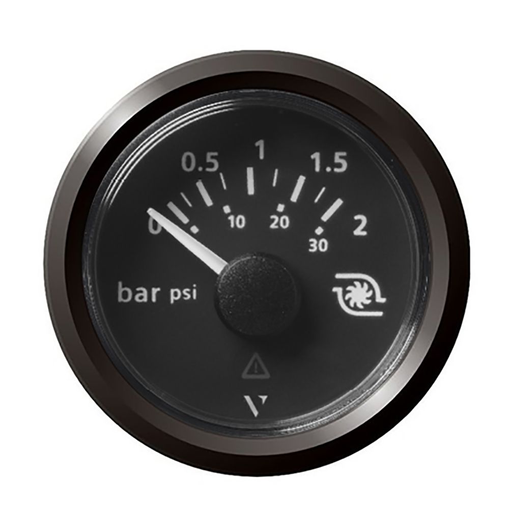 Image 1: Veratron 52MM (2-1/16") ViewLine Boost Pressure Gauge 2 Bar/30 PSI - Black Dial & Triangular Bezel