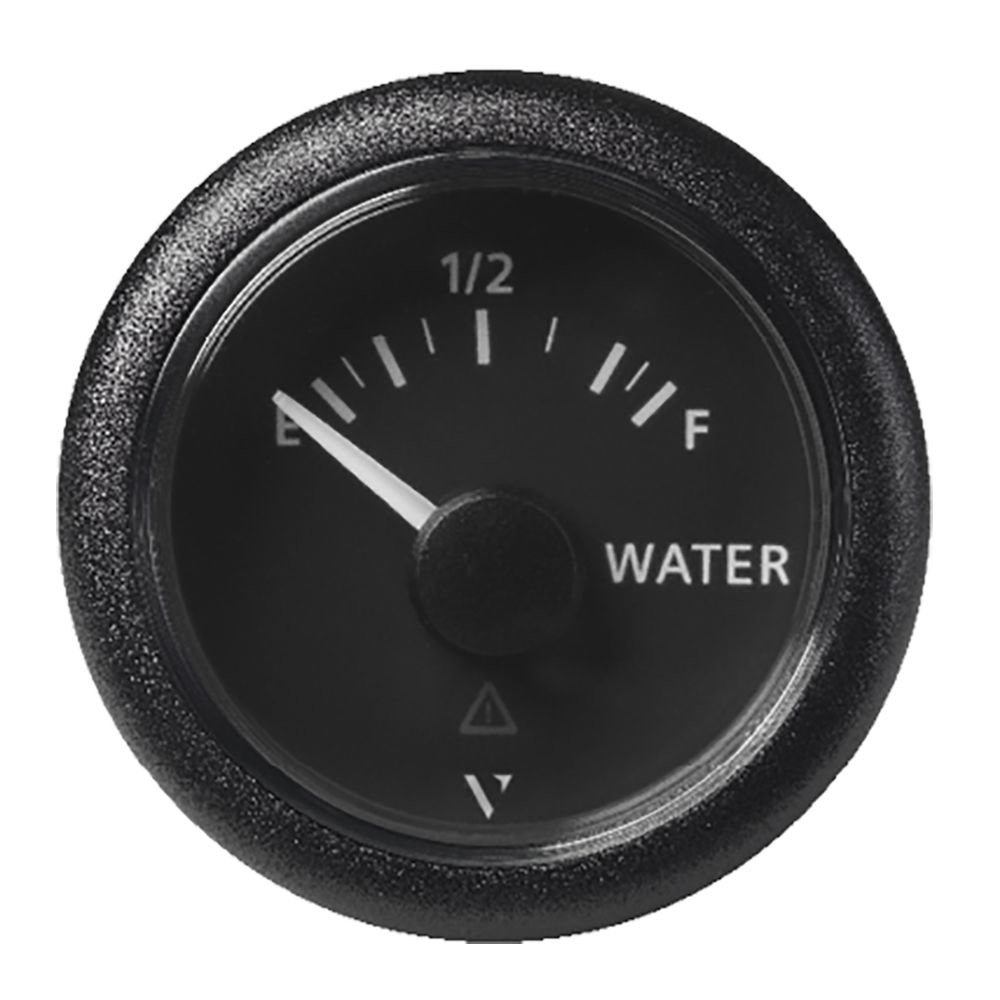 Image 1: Veratron 52MM (2-1/16") ViewLine Fresh Water Resistive - Empty/Full - 3 to180 OHM - Black Dial & Round Bezel