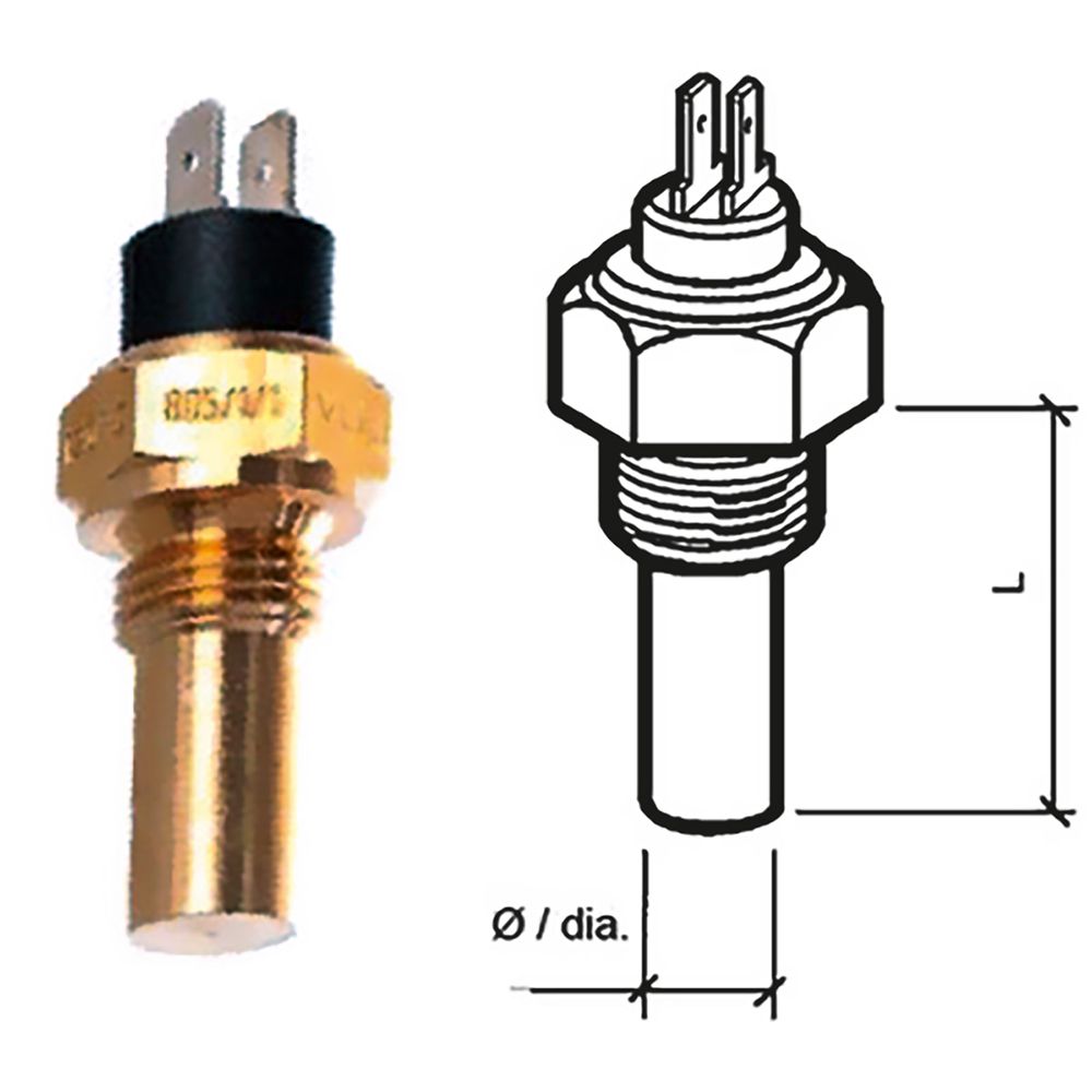 Image 1: Veratron Engine Oil Temperature Sensor - Dual Pole, Spade Term - 50-150°C/120-300°F - 6/24V - M14 x 1.5 Thread