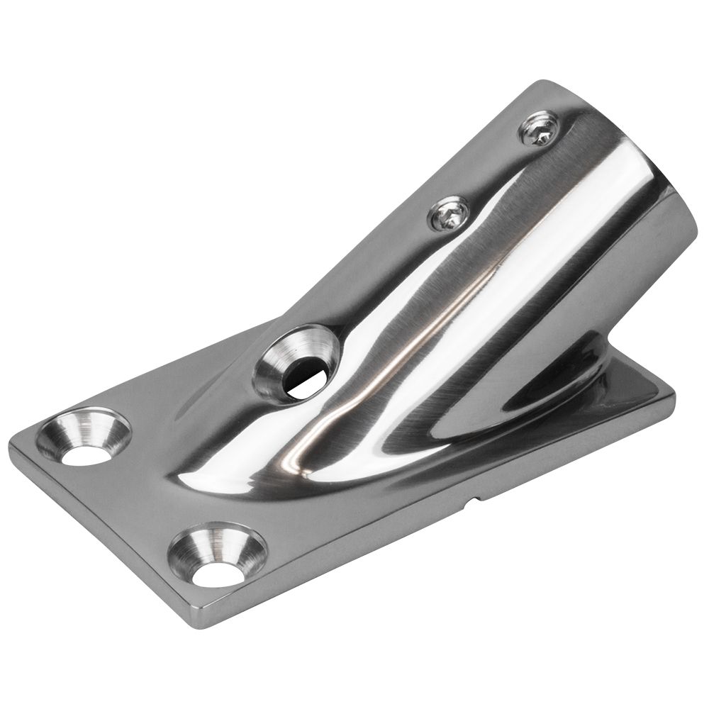 Image 1: Sea-Dog Rail Base Fitting Rectangular Base 30° 316 Stainless Steel - 1-7/8" x 3-3/16" - 1" OD