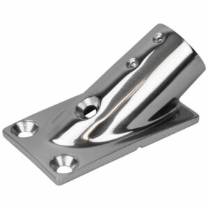 Image 1: Sea-Dog Rail Base Fitting Rectangular Base 30° 316 Stainless Steel 1-7/8" x 3-3/16" - 1" OD