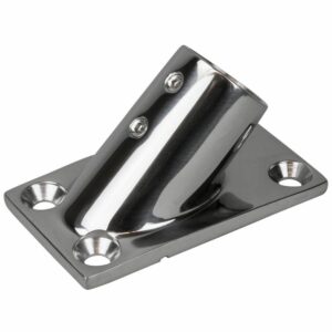 Image 1: Sea-Dog Rail Base Fitting Rectangular Base 45° 316 Stainless Steel - 3-1/4" x 1-7/8" - 1" OD