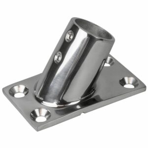 Image 1: Sea-Dog Rail Base Fitting Rectangular Base 60° 316 Stainless Steel - 1-7/8" x 3-1/4" - 1" OD