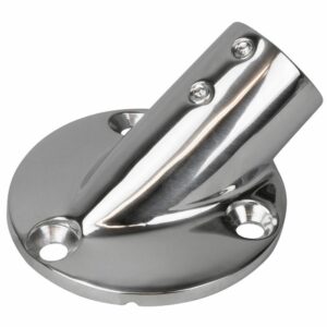 Image 1: Sea-Dog Rail Base Fitting 2-3/4" Round Base 30° 316 Stainless Steel - 1" OD