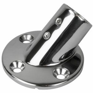 Image 1: Sea-Dog Rail Base Fitting 2-3/4" Round Base 45° 316 Stainless Steel - 1" OD