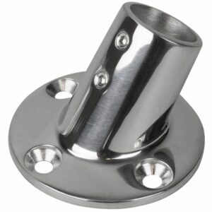 Image 1: Sea-Dog Rail Base Fitting 2-3/4" Round Base 60° 316 Stainless Steel - 1" OD