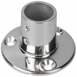 Image 1: Sea-Dog Rail Base Fitting 2-3/4" Round Base 90° 316 Stainless Steel - 1" OD
