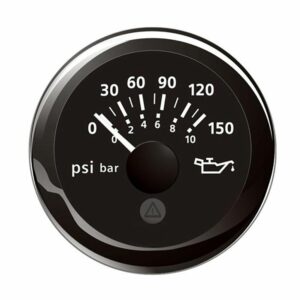 Image 1: Veratron 52MM (2-1/16") ViewLine Oil Pressure Indicator 0 to 150 PSI - Black Dial & Round Bezel
