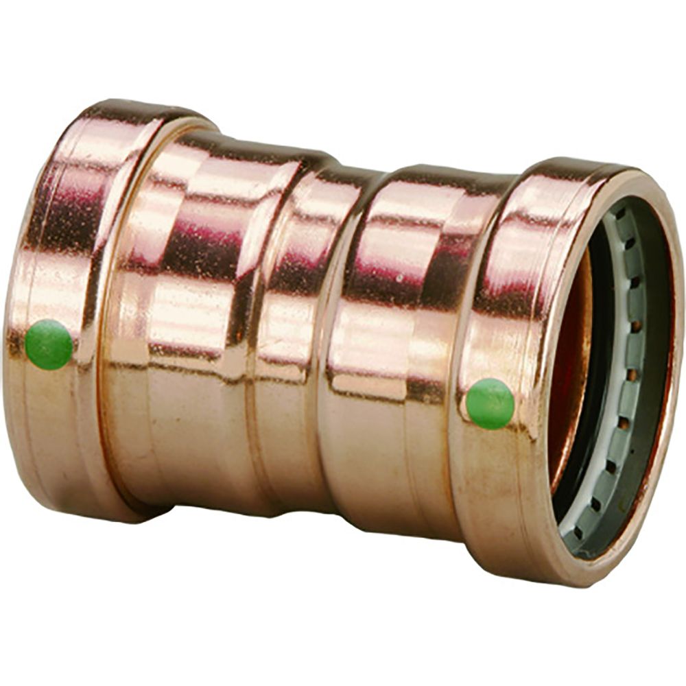 Image 1: Viega ProPress 2-1/2" Copper Coupling w/Stop Double Press Connection - Smart Connect Technology