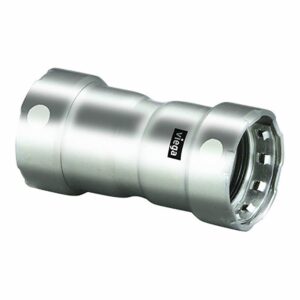 Image 1: Viega MegaPress 3/4" Stainless Steel 304 Coupling w/Stop - Double Press Connection - Smart Connect Technology