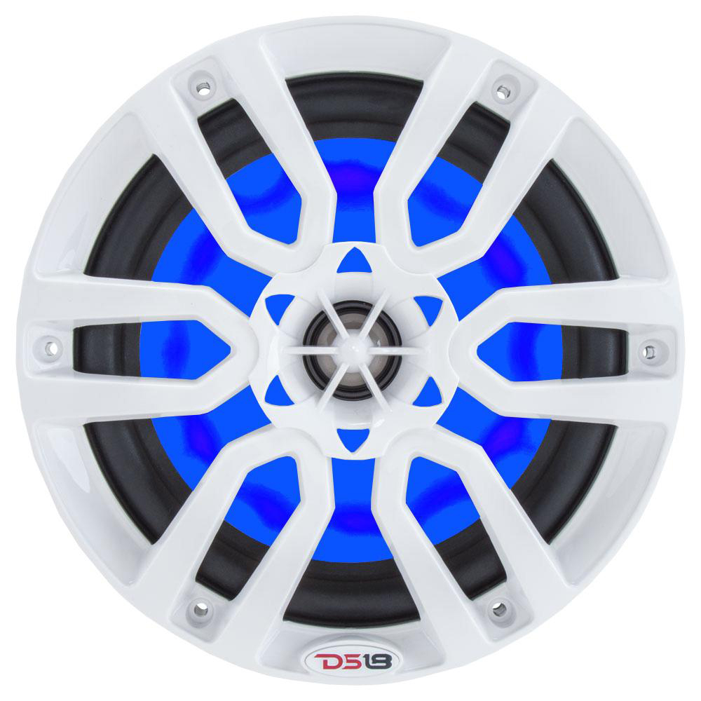 Image 2: DS18 HYDRO 6.5" 2-Way Marine Speakers w/RGB LED Lights 300W - White