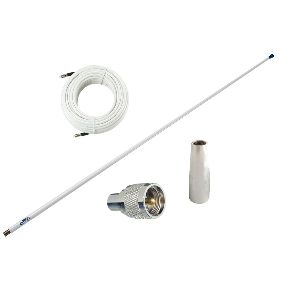 Image 1: Glomex 4' Glomeasy VHF Antenna 3dB w/FME Termination, 6M Coaxial Cable, RA300 Adapter & PL259 Connector