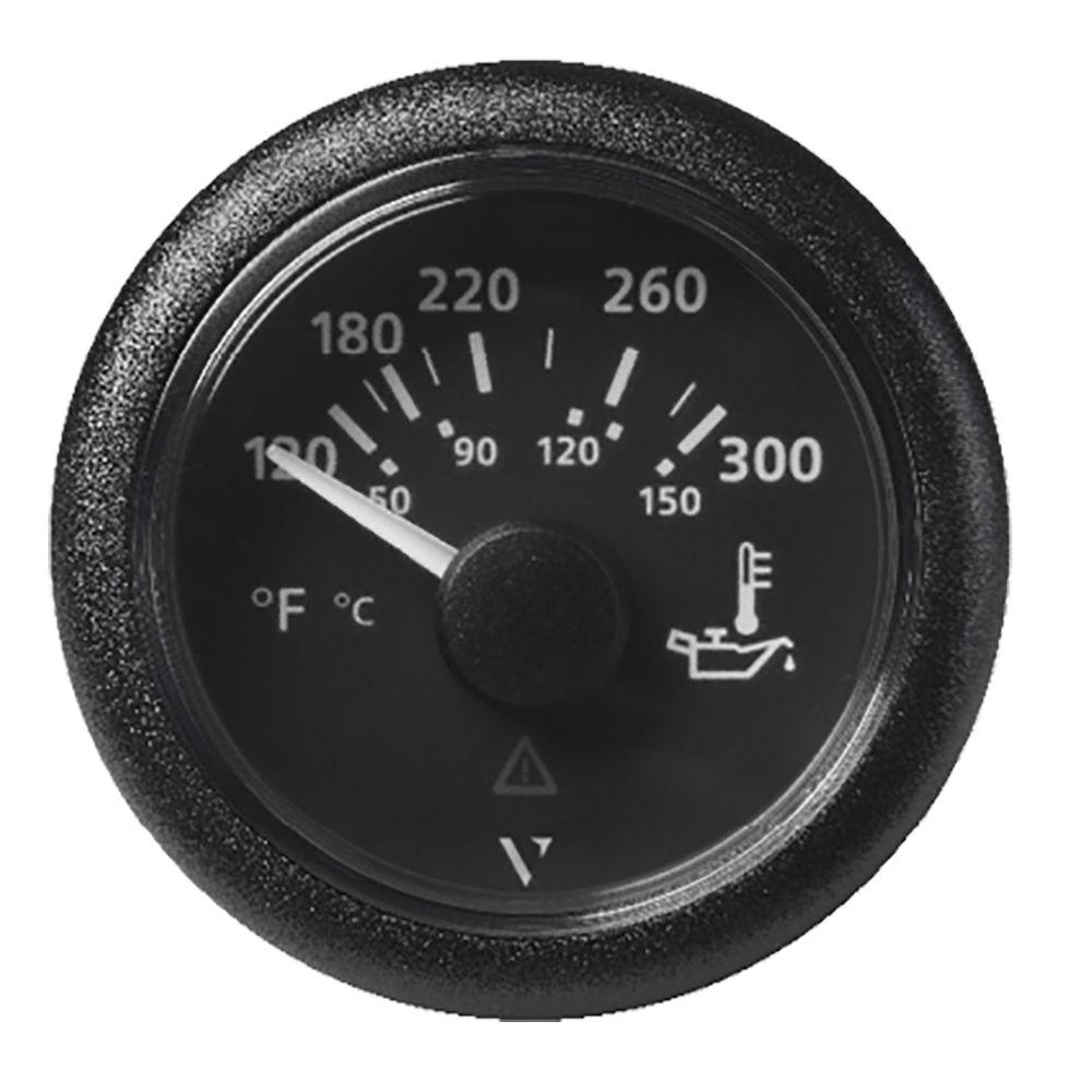 Image 1: Veratron 52MM (2-1/16") ViewLine Oil Temperature Gauge 120-300°F - Black Dial & Bezel