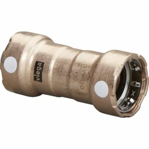 Image 1: Viega MegaPress 1" Copper Nickel Coupling w/Stop Double Press Connection - Smart Connect Technology
