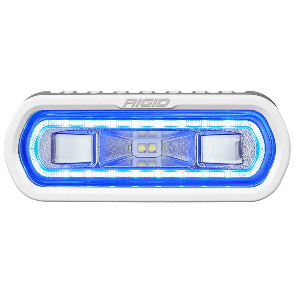 Image 1: RIGID Industries SR-L Series Marine Spreader Light - White Surface Mount - White Light w/Blue Halo