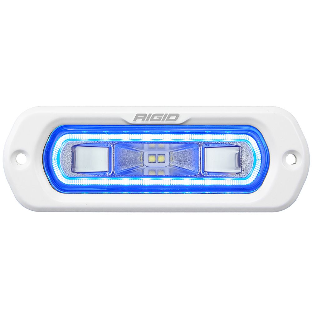 Image 1: RIGID Industries SR-L Series Marine Spreader Light - White Flush Mount - White Light w/Blue Halo