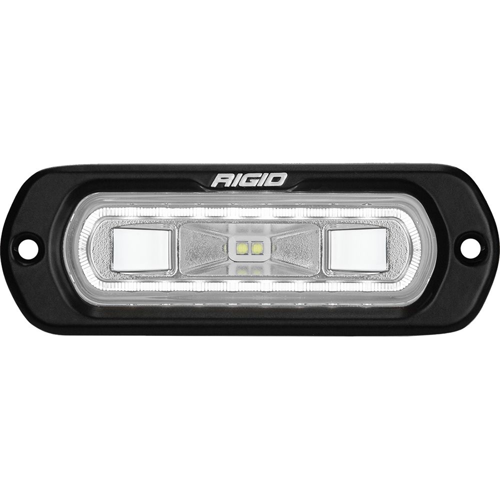 Image 1: RIGID Industries SR-L Series Marine Spreader Light - Black Flush Mount - White Light w/White Halo