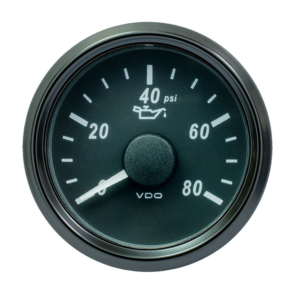 Image 1: VDO SingleViu 52mm (2-1/16") Oil Pressure Gauge - 80 PSI - 0-180 Ohm