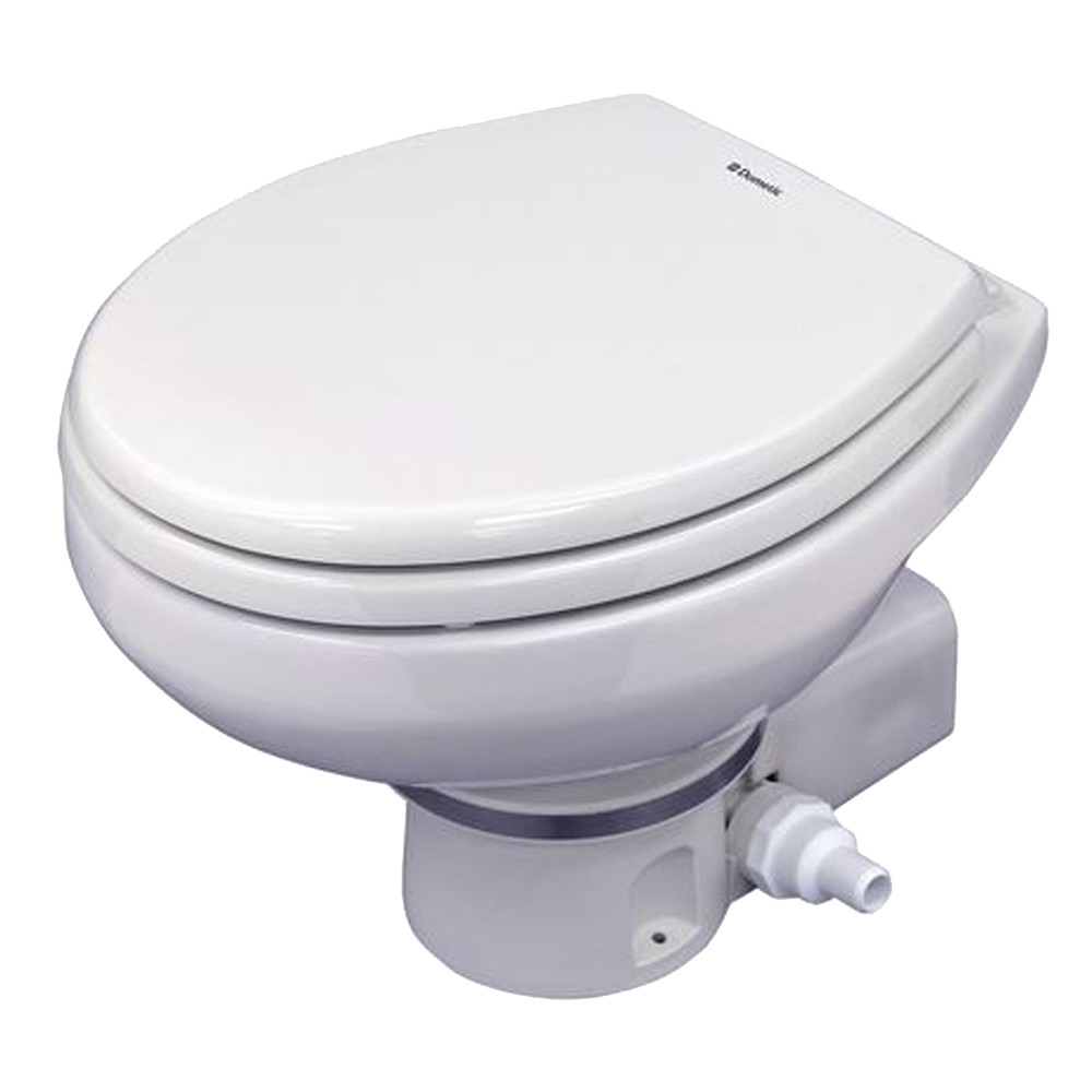 Image 1: Dometic MasterFlush 7160 White Electric Macerating Toilet - 12V w/Orbit Base & Raw Water Flush