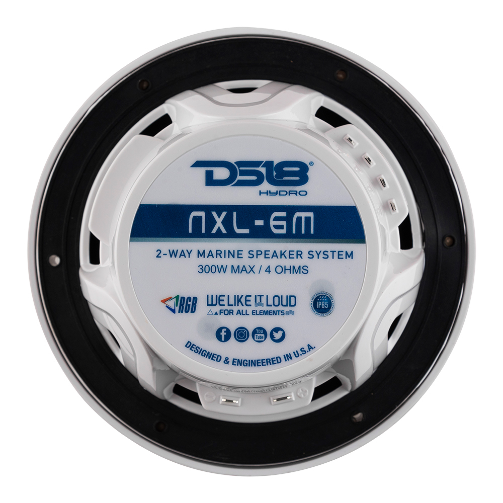 Image 4: DS18 New Edition HYDRO 6.5" 2-Way Marine Speakers w/RGB LED Lighting 300W - White