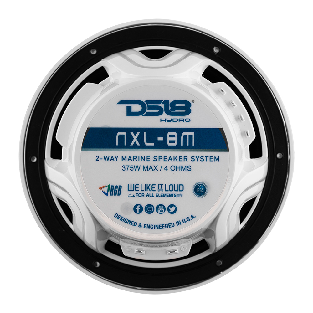 Image 4: DS18 New Edition HYDRO 8" 2-Way Marine Speakers w/RGB LED Lighting 375W - White