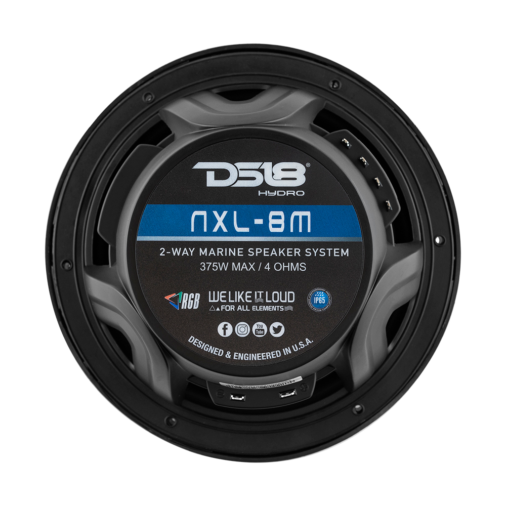 Image 4: DS18 New Edition HYDRO 8" 2-Way Marine Speakers w/RGB LED Lighting 375W - Black