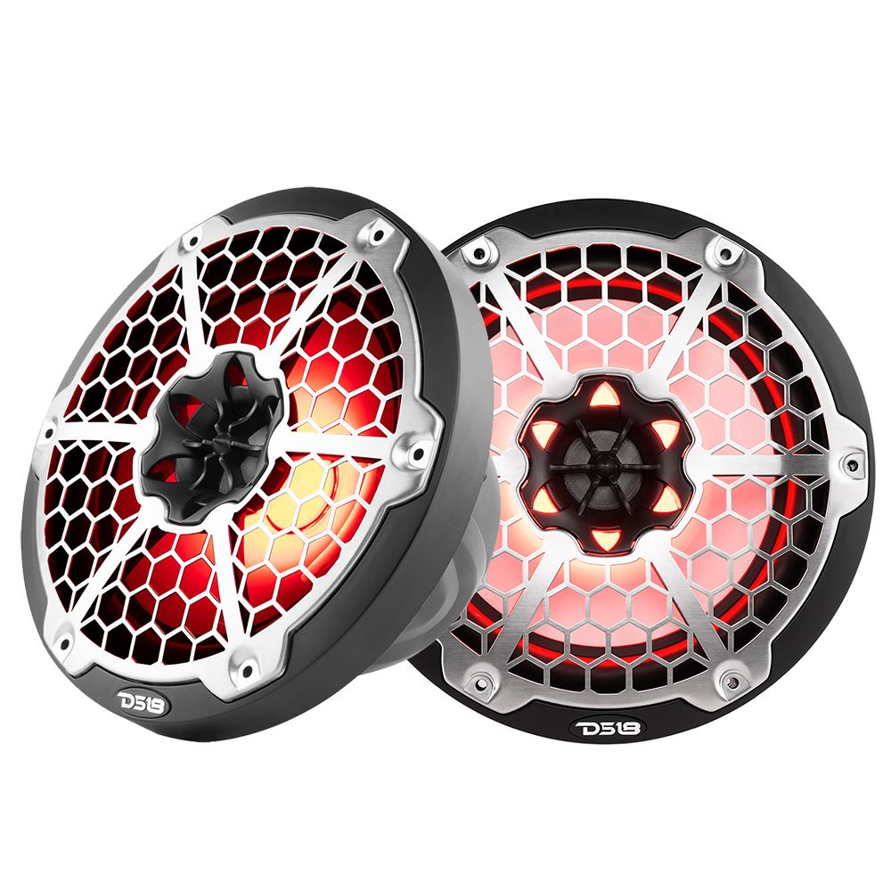 Image 1: DS18 New Edition HYDRO 8" 2-Way Marine Speakers w/RGB LED Lighting 375W - Black