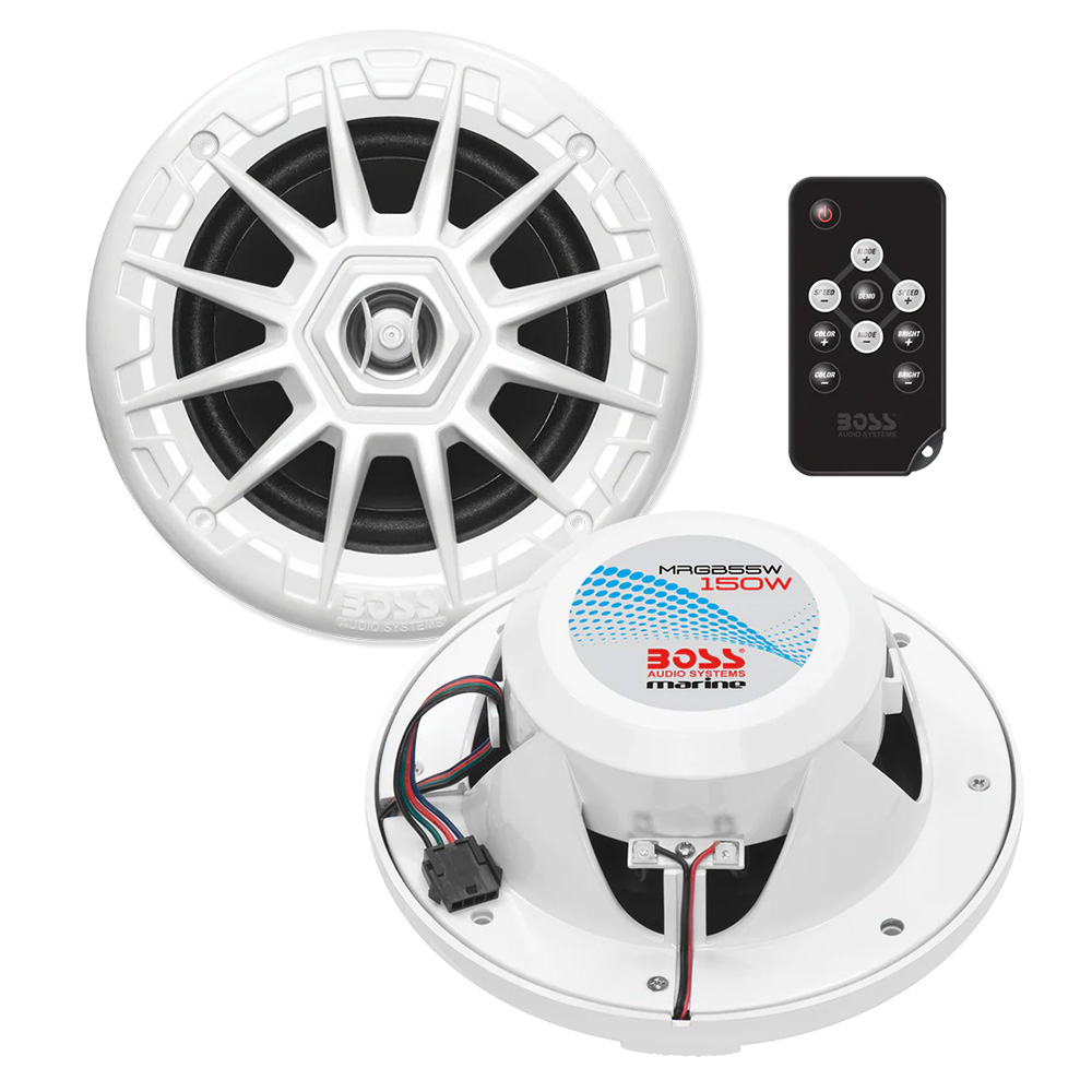 Image 1: Boss Audio MRGB55W 5.25" Marine Speakers w/RGB Lighting - White