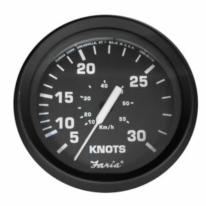 Image 1: Faria Euro Black 4" Speedometer - 30 Knot (Pitot)
