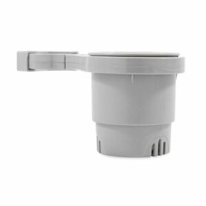 Image 1: Camco Clamp-On Rail Mounted Cup Holder - Small for Up to 1-1/4" Rail - Grey