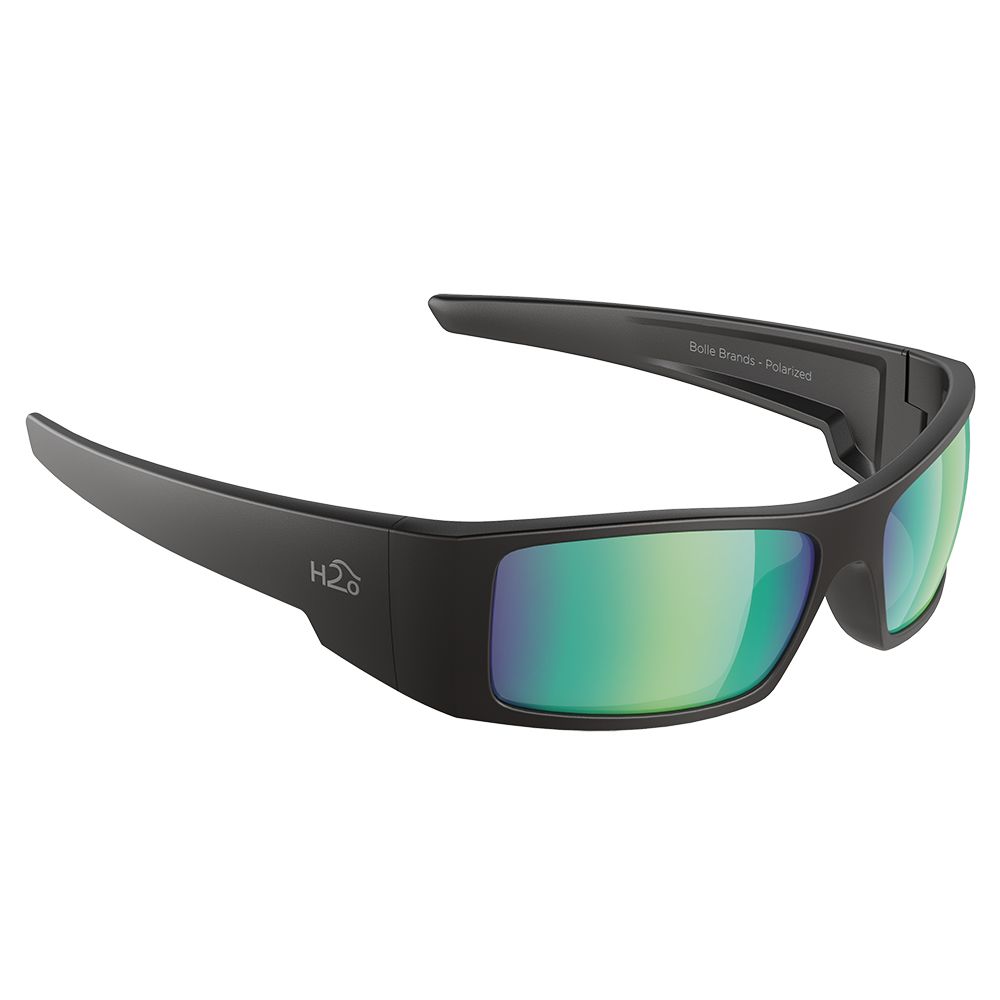 Image 1: H2Optix Waders Sunglasses Matt Black, Brown Green Flash Mirror Lens Cat.3 - AntiSalt Coating w/Floatable Cord