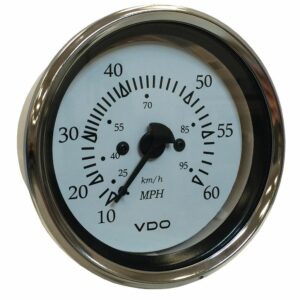 Image 1: VDO Cockpit Marine 85MM (3-3/8") Pitot Speedometer - 0 to 60 MPH - White Dial/Chrome Bezel