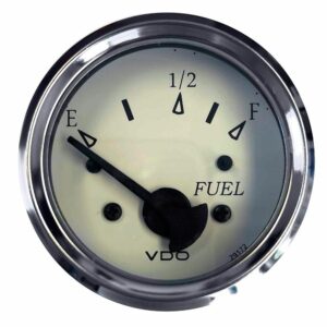 Image 1: VDO Cockpit Marine 52MM (2-1/16") Fuel Level Gauge - White Dial/Chrome Bezel