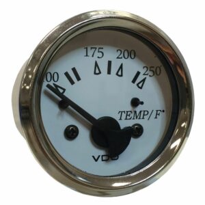 Image 1: VDO Cockpit Marine 52MM (2-1/16") Water Temp. Gauge - 0-250°F - White Dial/Chrome Bezel