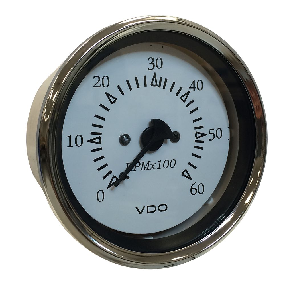 Image 1: VDO Cockpit Marine 85MM (3-3/8") Sterndrive Tachometer - White Dial/Chrome Bezel