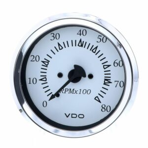 Image 1: VDO Cockpit Marine 85MM (3-3/8") Outboard Tachometer - White Dial/Chrome Bezel