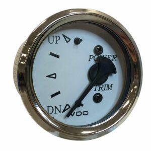 Image 1: VDO Cockpit Marine 52MM (2-1/16") Trim Gauge f/Johnson/Envinrude Engines - White Dial/Chrome Bezel
