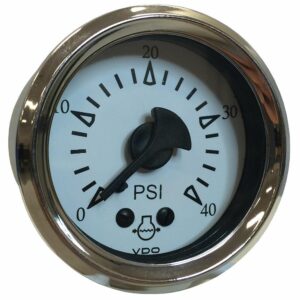 Image 1: VDO Cockpit Marine 52MM (2-1/16") Mechanical Water Pressure Gauge - White Dial/Chrome Bezel