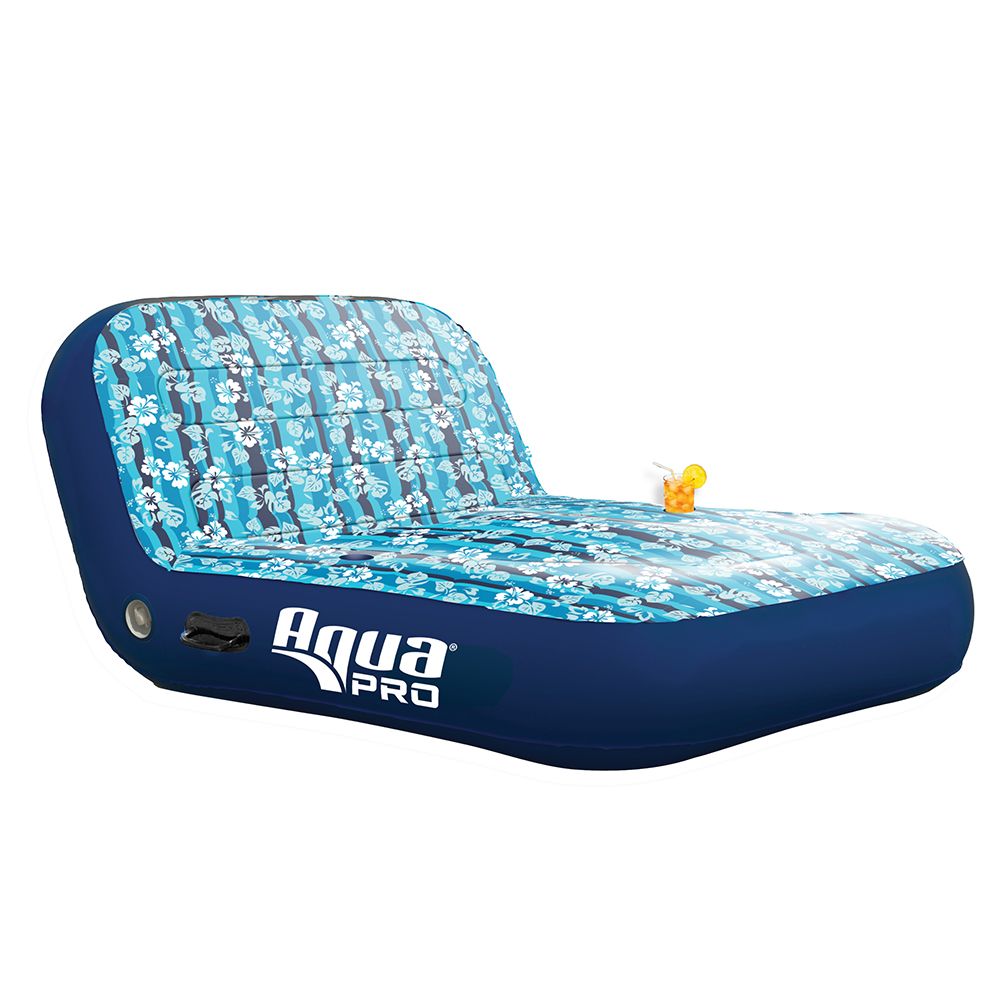 Image 1: Aqua Leisure Ultra Cushioned Comfort Lounge Hawaiian Wave Print - 2-Person