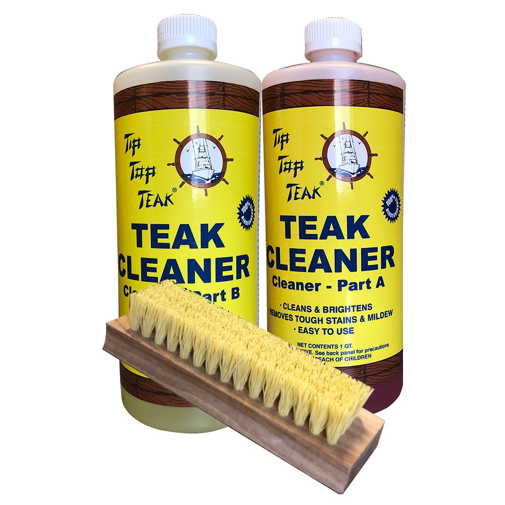 Image 1: Tip Top Teak Cleaner Kit Part A & Part B w/Brush
