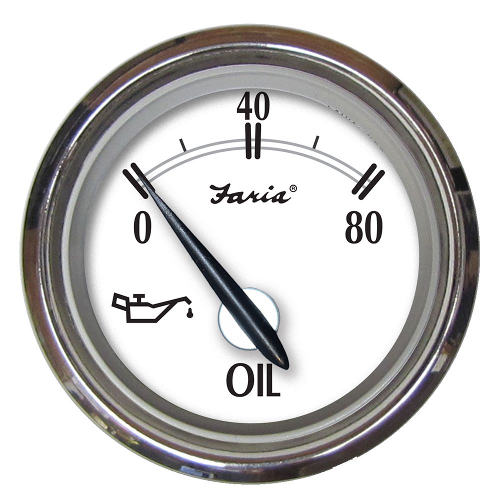 Image 1: Faria Newport SS 2" Oil Pressure Gauge - 0 to 80 PSI
