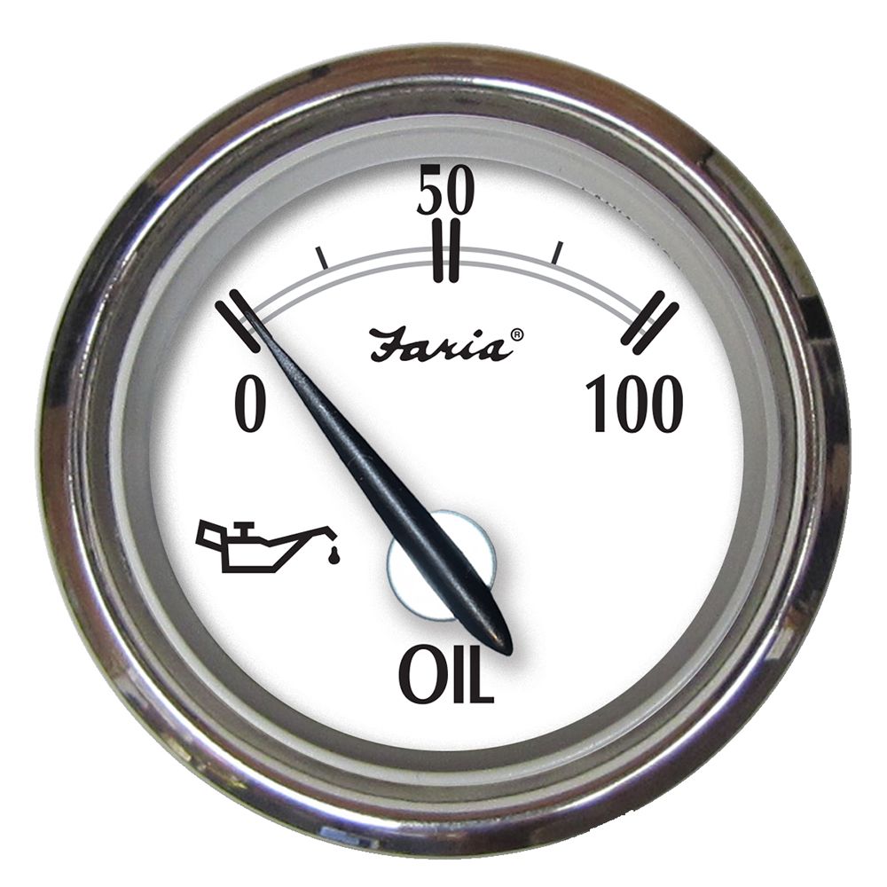 Image 1: Faria Newport SS 2" Oil Pressure Gauge - 0 to 100 PSI
