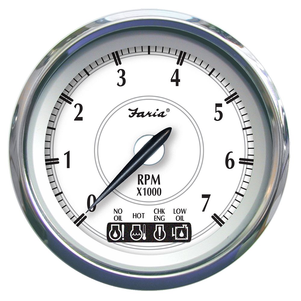 Image 1: Faria Newport SS 4" Tachometer w/System Check Indicator f/Johnson/Evinrude Gas Outboard - 7000 RPM