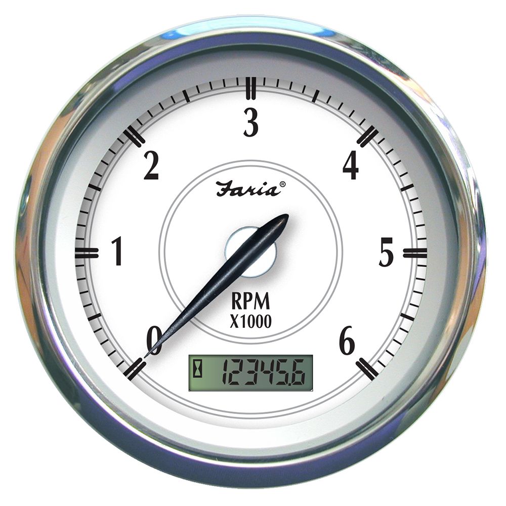Image 1: Faria Newport SS 4" Tachometer w/Hourmeter f/Gas Inboard - 6000 RPM