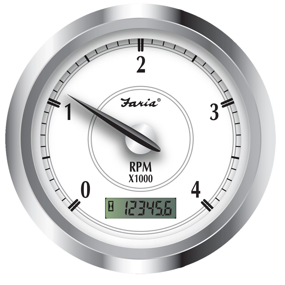 Image 1: Faria Newport SS 4" Tachometer w/Hourmeter f/Diesel w/Mech Take Off - 4000 RPM