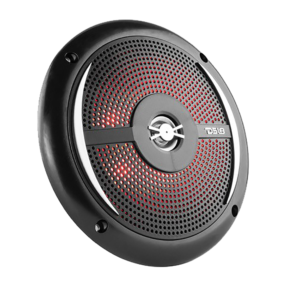 Image 2: DS18 HYDRO 6.5" 2-Way Marine Slim Speakers w/RGB LED Lighting 100W - Black